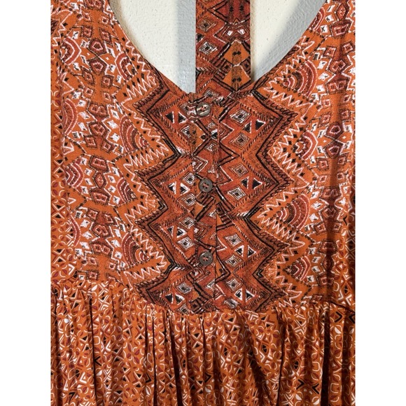 Free People Women's Sundown Babydoll Dress T Back Scoop Neck Lined Boho Orange L - Picture 5 of 15